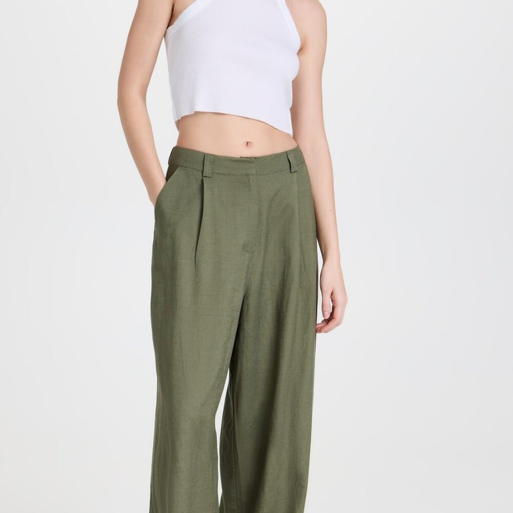 Brand New w Tags! LIONESS La Quinta Linen Pants in Khaki Size M (AU 10)